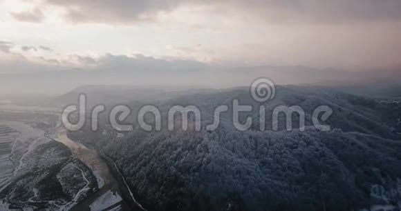 飞过雪树的无人机飞行视频的预览图