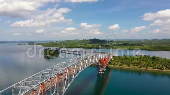 全景观圣胡尼科大桥全国最长的大桥它连接了萨马尔岛和莱特岛视频的预览图