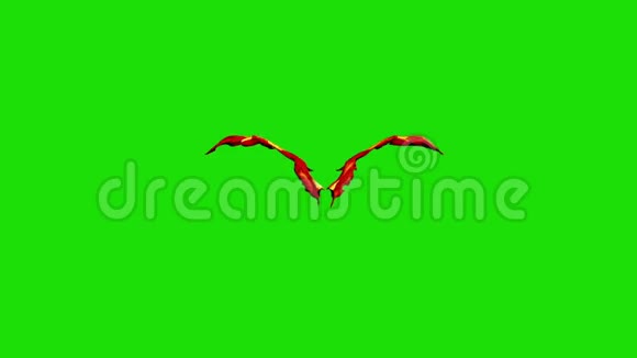 红色恶魔魔翼快速绿幕3D渲染动画视频的预览图