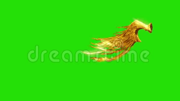 金色羽毛翼边绿色屏幕三维渲染动画视频的预览图