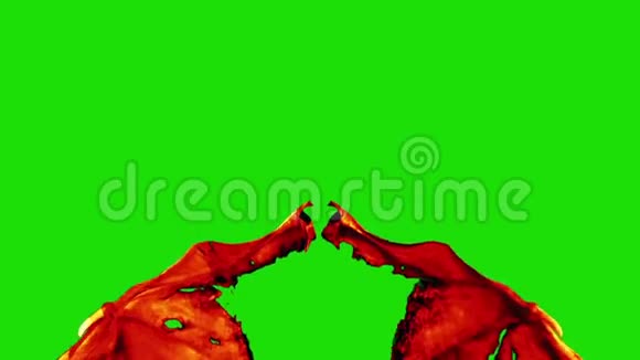 红色恶魔魔翼绿色屏幕前3D渲染动画视频的预览图