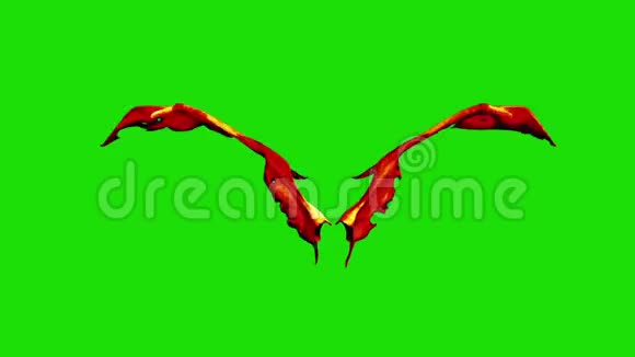 红色恶魔魔翼快速绿色屏幕前3D渲染动画视频的预览图