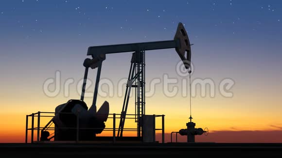 石油泵千斤顶在星空下开采原油视频的预览图