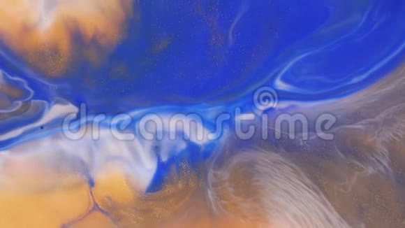 流体艺术慢动作抽象丙烯酸纹理艺术品流体绘画效果背景水色纹理视频的预览图