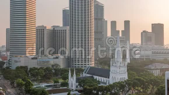 圣安德鲁大教堂天线延时它是新加坡的一座圣公会大教堂是新加坡最大大教堂视频的预览图