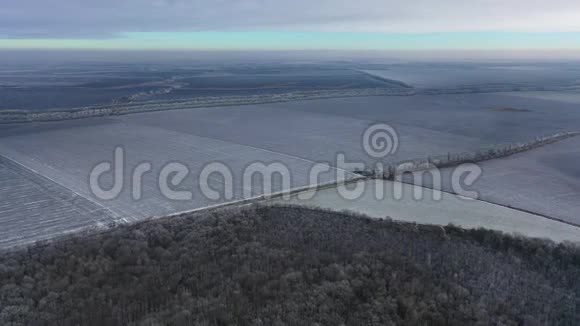 场冬季乌克兰黑土和森林无人驾驶飞机的视角视频的预览图