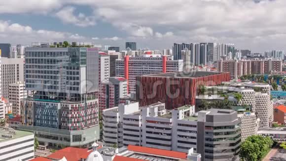 新加坡天际线与维多利亚街和购物的空中时光视频的预览图