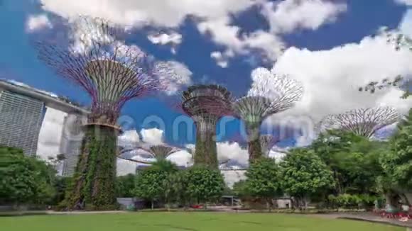 在新加坡的海湾时间推移超移的花园惊人的超树的未来派观点视频的预览图