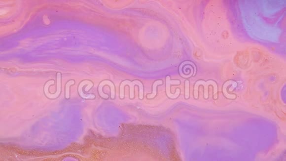 运动混合彩色丙烯酸移动表面的液体油漆图案抽象混合油漆流动变形视频的预览图
