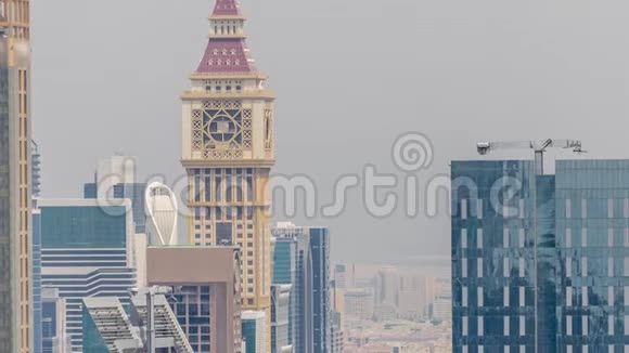 迪拜国际金融中心地区现代摩天大楼时间流逝视频的预览图