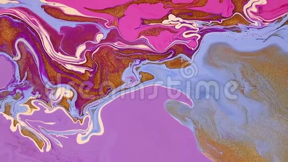 当代流体艺术亚克力流动动画彩色液体油画颜料水彩画染色运动水彩混合视频的预览图