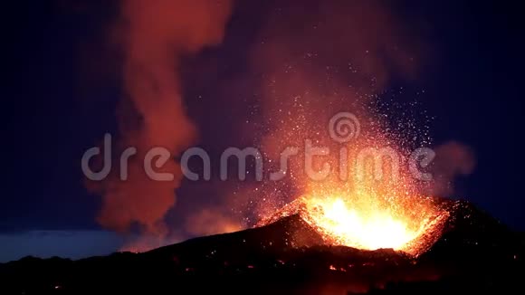 冰岛埃亚法亚拉伊阿卡尔火山喷发与熔岩喷泉视频的预览图
