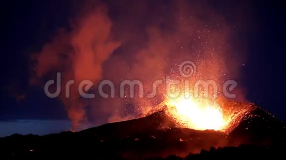 冰岛埃亚法亚拉伊阿卡尔火山喷发与熔岩喷泉视频的预览图