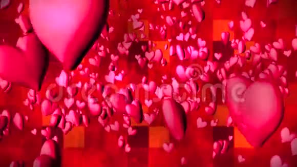 广播浪漫弹跳心红心事件3D循环高清视频的预览图