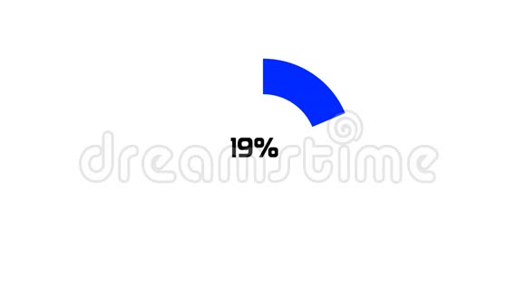 白色4K的蓝色环形图0到100百分比信息图形动画视频的预览图