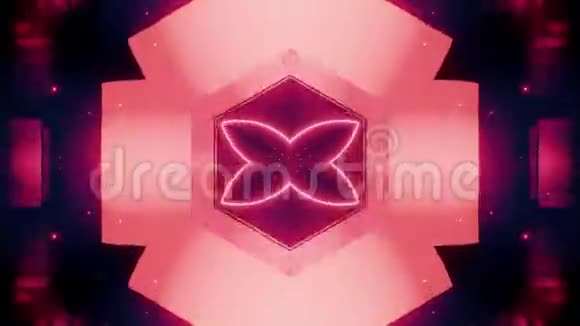 抽象粉色万花筒的无缝循环三维渲染动画视频的预览图