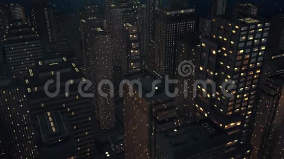 空中直升机在夜间拍摄一空城3D动画2视频的预览图