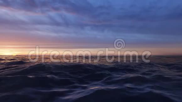 日落前的太阳之旅在汹涌的海洋上3D视图视频的预览图