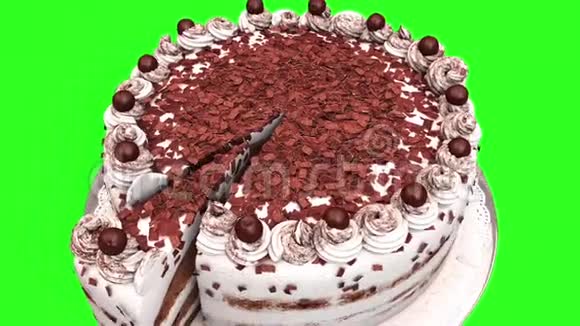 四年蛋糕生日快乐绿幕3D渲染动画视频的预览图