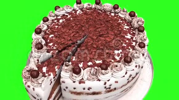 五年蛋糕生日快乐绿幕3D渲染动画视频的预览图