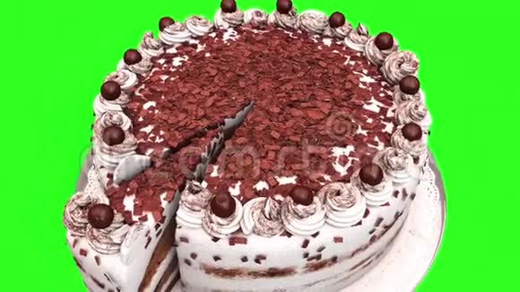 三年蛋糕生日快乐绿幕3D渲染动画视频的预览图