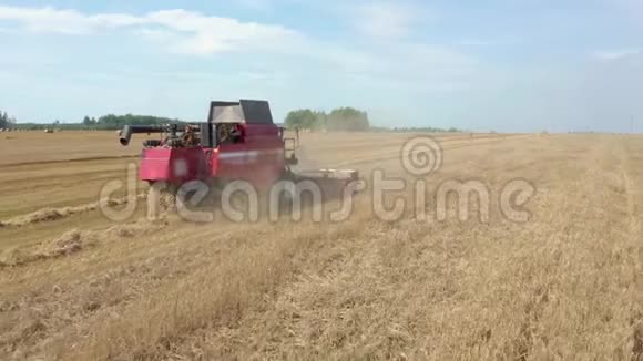 农业联合机械作物收割机在农村视野中的应用视频的预览图