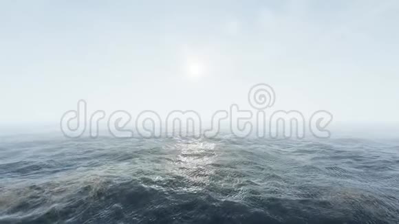 用雾在汹涌的海洋上的太阳之旅3D渲染视频的预览图