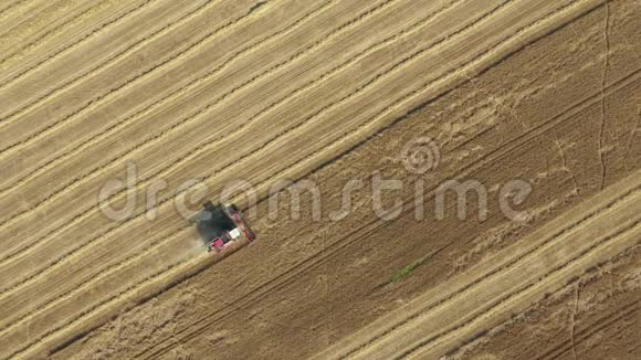联合收割机在农业黄田空中采集小麦籽粒视频的预览图