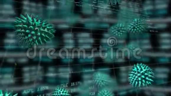 冠状病毒绿色细胞传播动画背景数据处理视频的预览图