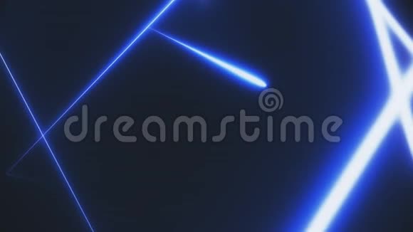 用霓虹灯三角形隧道抽象背景彩色蓝色三角隧道三维渲染动画视频的预览图