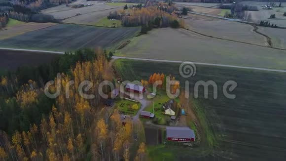 飞过芬兰的田野阴天的秋日视频的预览图
