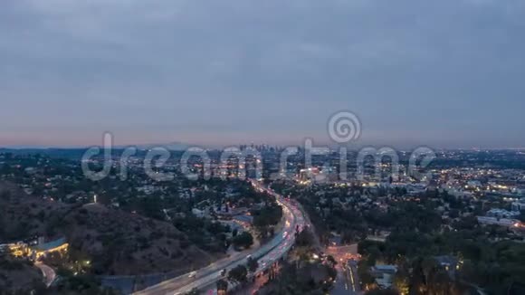 洛杉矶市早晨黄昏加州美国鸟瞰图视频的预览图