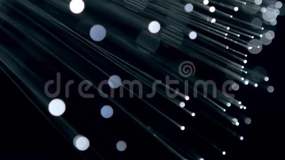 旋转科幻未来主义光纤电缆信息概念连接模糊特写波克振动颜色绿色蓝色马克视频的预览图