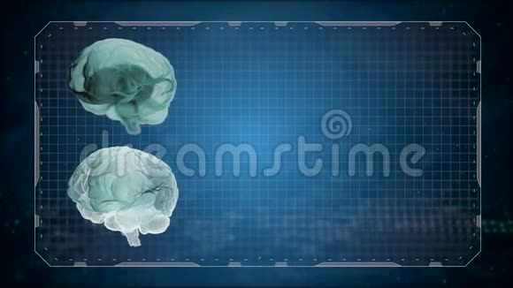 计算机医学断层扫描在网格状暗背景下对人脑的MRI扫描视频的预览图