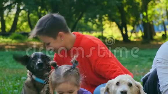 在公园里和你最喜欢的宠物和家人在一起视频的预览图