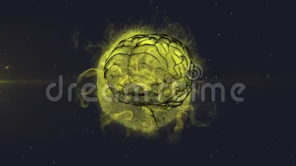 3D人类的大脑在地球上无缝环旋转粒子爆炸视频的预览图