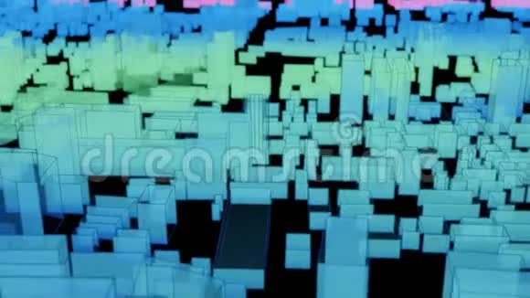全息建筑线框城市未来感数字城市景观3渲染视频的预览图