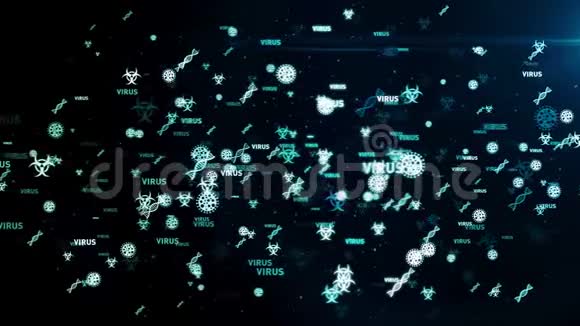 病毒全球流行符号旋涡循环和无缝背景视频的预览图
