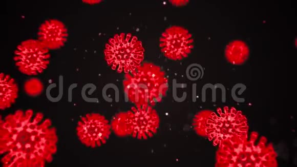 冠状病毒3D动画渲染病原体爆发细菌和病毒引起微生物等疾病视频的预览图
