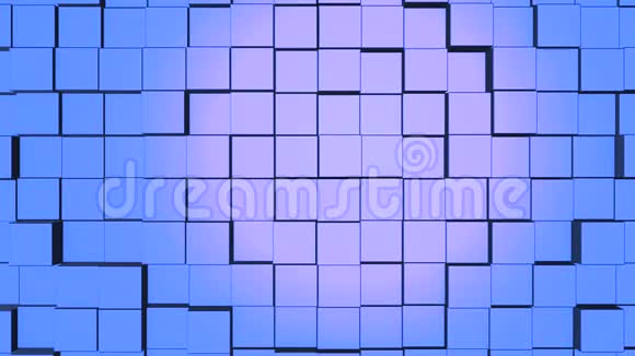 抽象方形几何曲面的最小蓝色立方网格图案在运动中视频的预览图