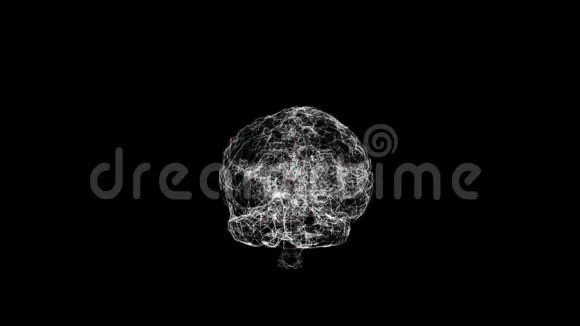 人脑在黑色背景上旋转和脉冲脑电波的三维动画模型视频的预览图