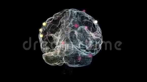 用红色bokeh颗粒抽象旋转人脑显示感染部位视频的预览图