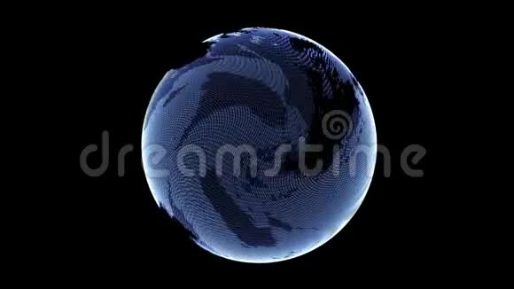 蓝色能量等离子体球从黑色背景上的阿尔法通道中的微小闪光尘埃中产生视频的预览图
