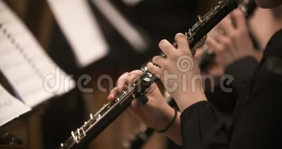 女音乐家在音乐会上演奏单簧管视频的预览图