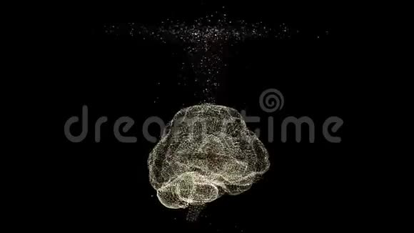 头脑风暴图形动画与阿尔法频道在压力下闪闪发光的大脑散射出金色的粒子视频的预览图