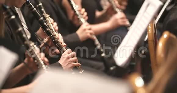 女音乐家演奏单簧管音乐会视频的预览图