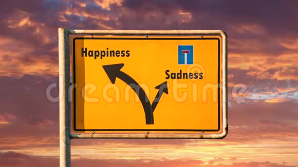 通往幸福和悲伤的路标视频的预览图