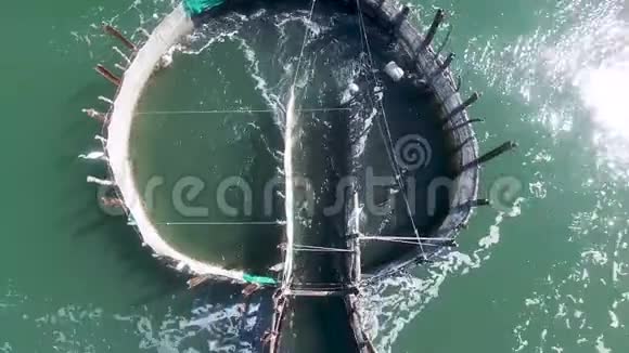南海庆南韩国亚洲的安可维鱼圈架鸟瞰图视频的预览图