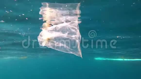 一个塑料袋漂浮在海面下视频的预览图