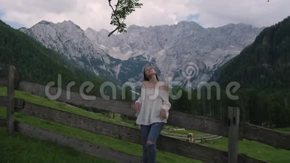 阿尔卑斯山的旅游风景和牧场视频的预览图